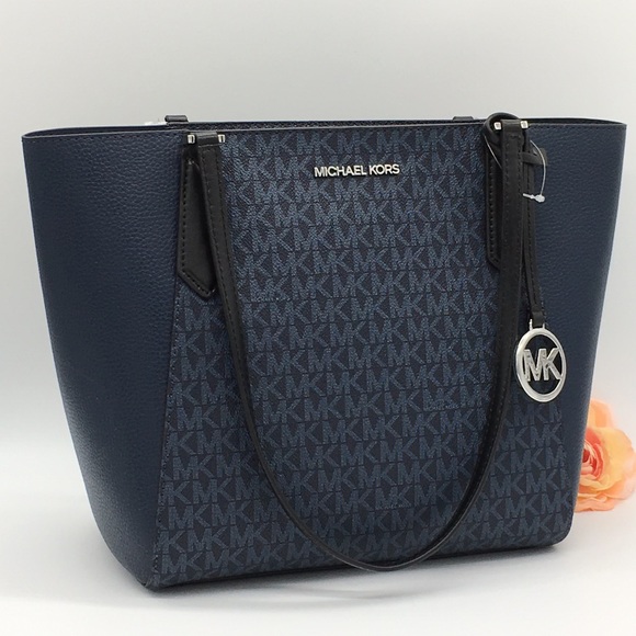 MICHAEL KORS KIMBERLY SM BONDED TOTE NAVY MULTI - Picture 3 of 14